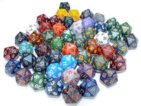 Chessex D20 dice in various colors