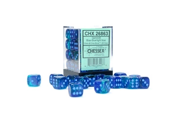 Zestaw Kości Chessex - kości k6 12mm (36 kości) - Blue-Blue/light blue Luminary