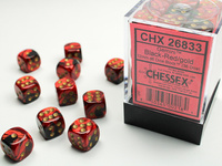 CHESSEX Black-Red/gold 12mm d6 Dice Block (36 dice)