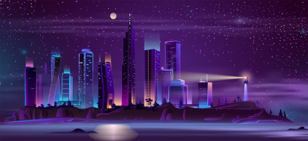 Mata do gier 90x40cm - Coastal Night - Kraken Wargames