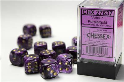 Chessex 16mm K6 - Vortex Purple W/Gold