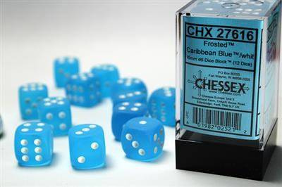Chessex 16mm K6 - Frosted Caribbean Blue W/White