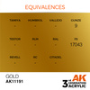 AK 3GEN Acrylics: Gold 17ml