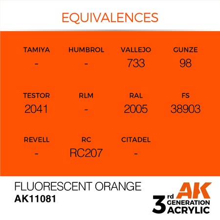 AK 3GEN Acrylics: Fluorescent Orange 17ml