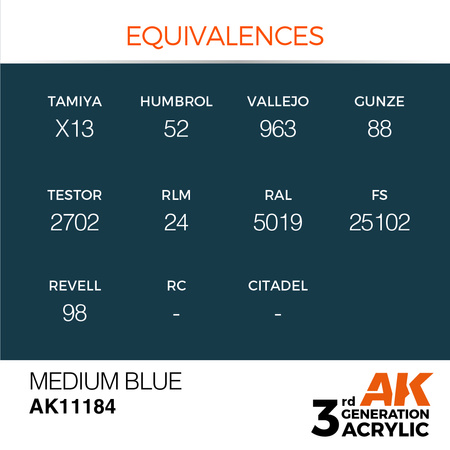 AK 3GEN Acrylics: Medium Blue 17ml