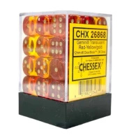 Zestaw Kości Chessex - kości k6 12mm (36 kości) - Translucent Red-Yellow/gold Dice Block
