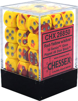 Zestaw Kości Chessex - kości k6 12mm (36 kości) - Red-Yellow w/silver