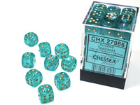 Zestaw Kości Chessex - Borealis Teal/gold Luminary 12mm d6 Dice Block (36 dice)