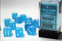 Chessex 16mm K6 - Frosted Caribbean Blue W/White