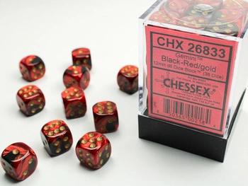 CHESSEX Black-Red/gold 12mm d6 Dice Block (36 dice)
